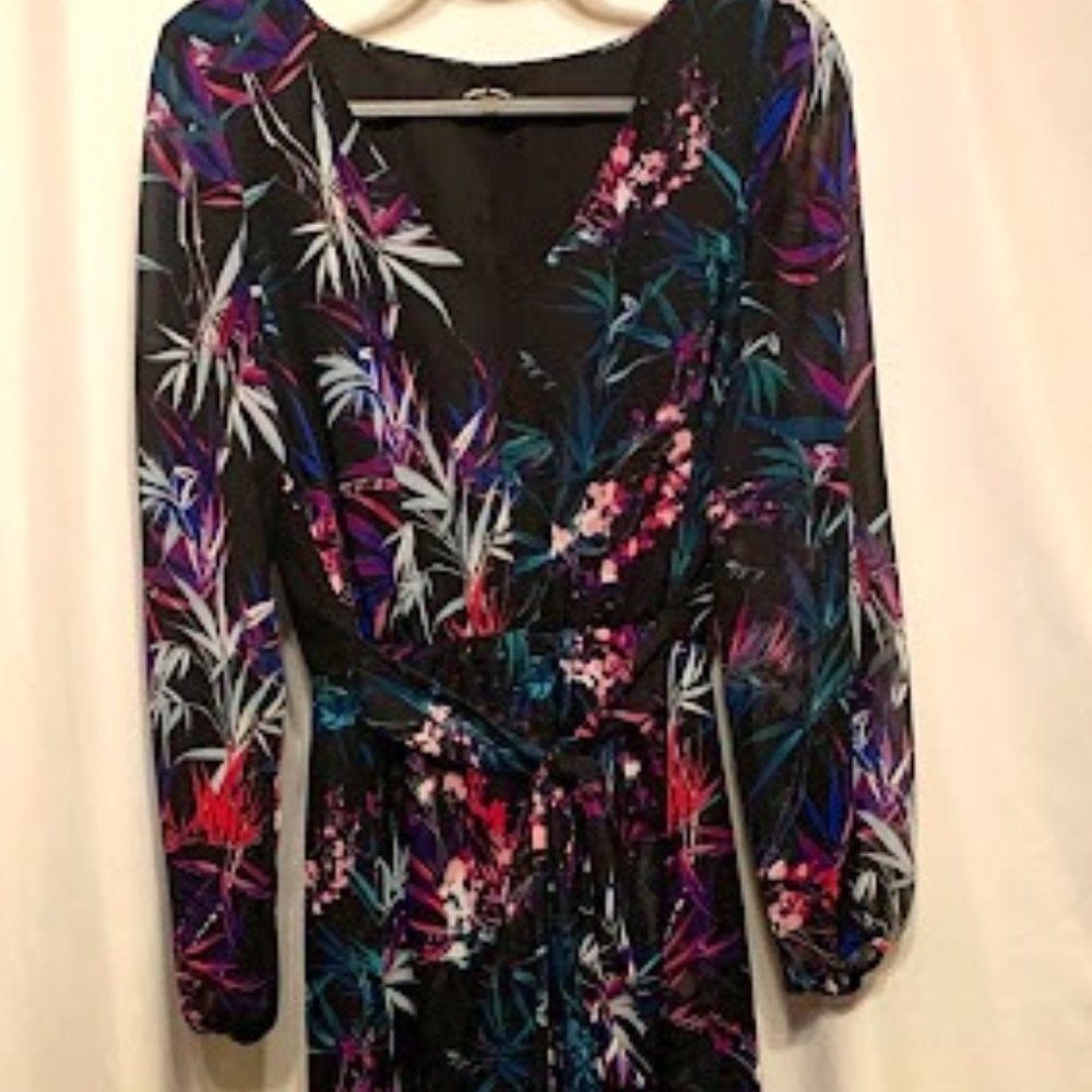 Nine West Faux Wrap Chiffon Maxi Dress